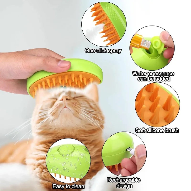 Steam Brush For Massaging and Grooming Your Pet
