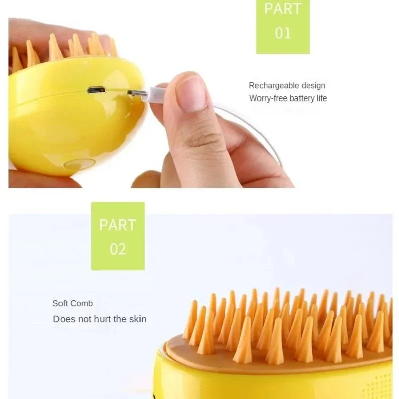 Steam Brush For Massaging and Grooming Your Pet